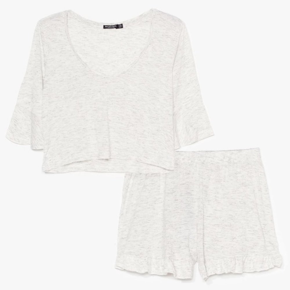 NASTY GAL Marl Cropped Relaxed T-Shirt and Shorts Set
